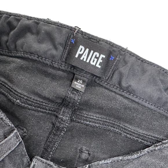 Paige Hoxton Ankle Black Destructed Un-Done Pants Size 25 5 Pocket Mid-Rise - Picture 4 of 8